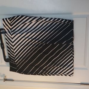 Ashley Stewart Black and White Diagonal Stripe Pencil Skirt